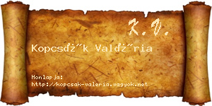 Kopcsák Valéria névjegykártya